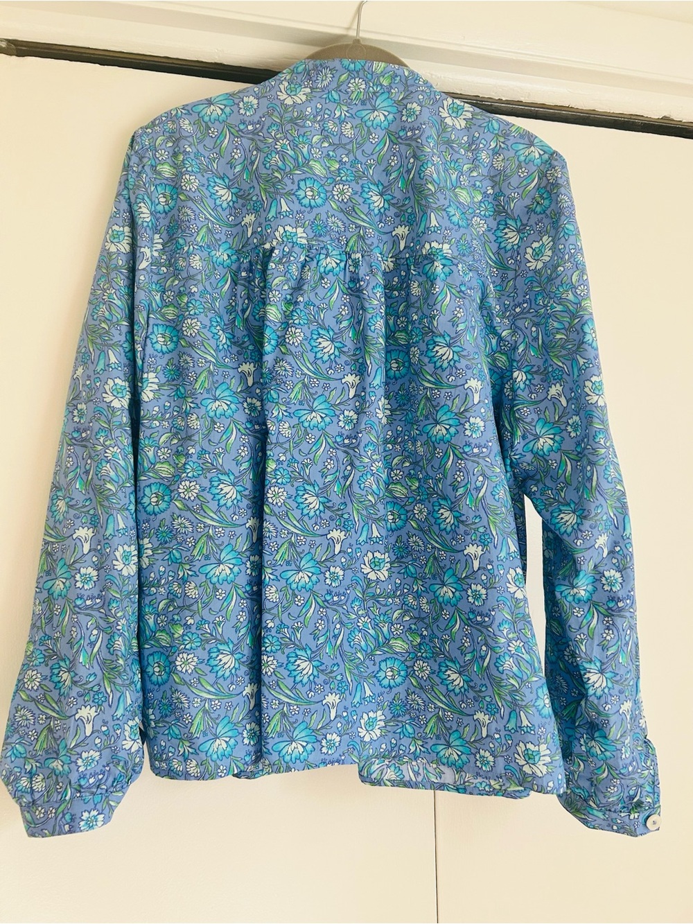 J. Crew Blue and Teal Floral Button-Up Blouse - Picture 2 of 3
